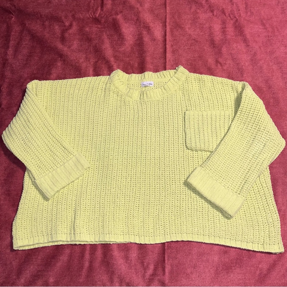 Neon green drop sleeve sweater